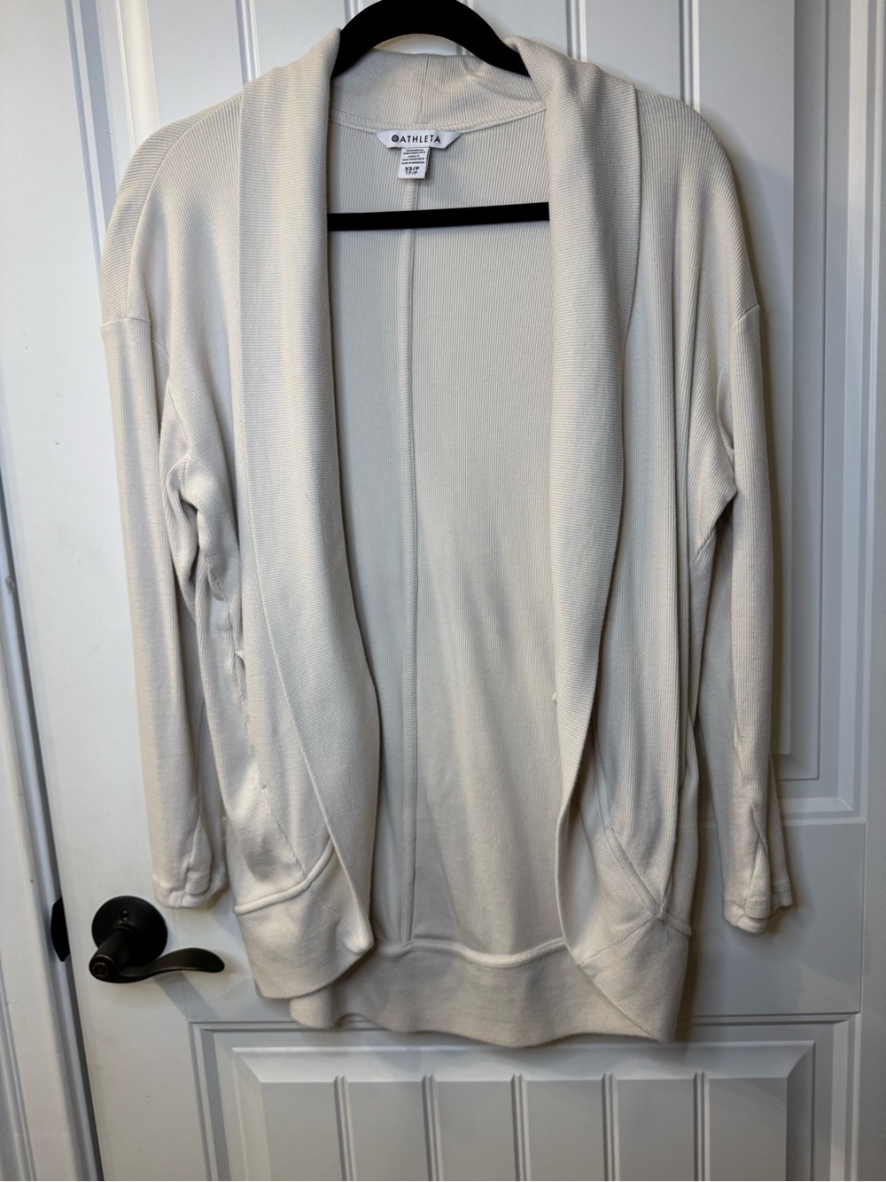 Athleta Women's Open-Front Shawl Collar Cardigan - Cream XS Petite jacket